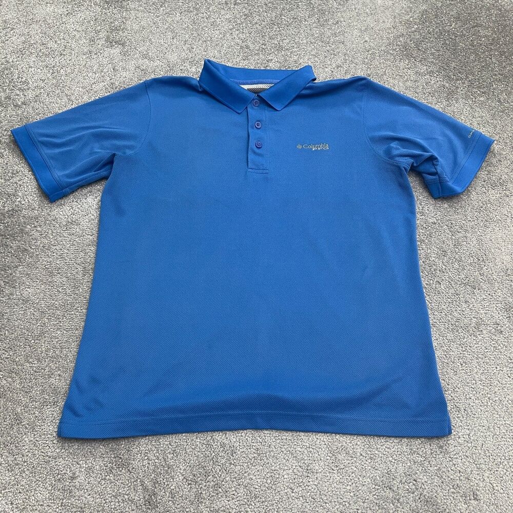 Columbia PFG Omni Shade Perfect Cast Polo Shirt Mens Medium Blue Fishing Outdoor